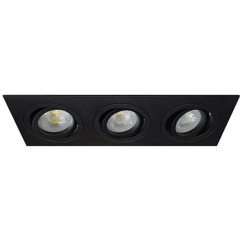 SERIE ALUM RECTANGULAR NEGRO MATE de 3 LUCES